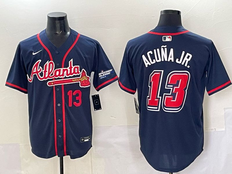 Men Atlanta Braves #13 Acuna jr Drak Blue Nike 2025 MLB Jersey style 04->atlanta braves->MLB Jersey